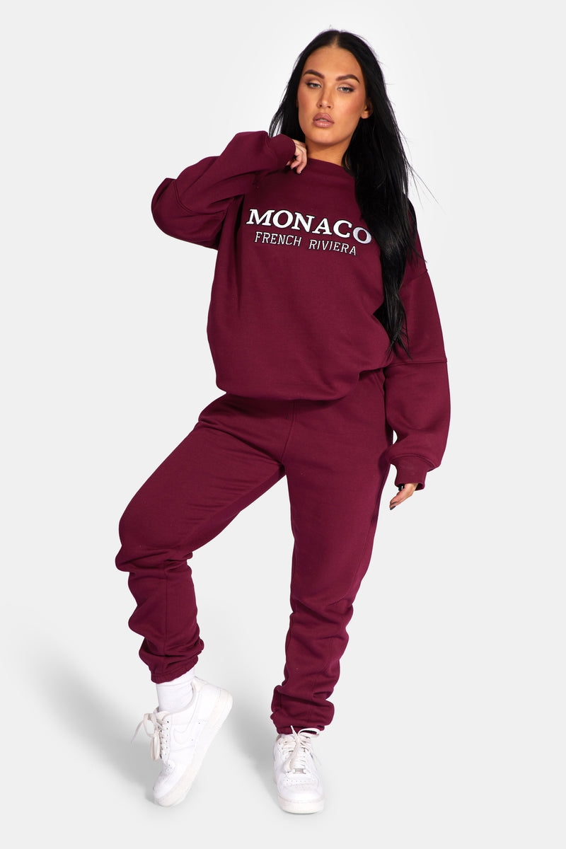 MONACO EMBROIDERED SWEATSHIRT BERRY