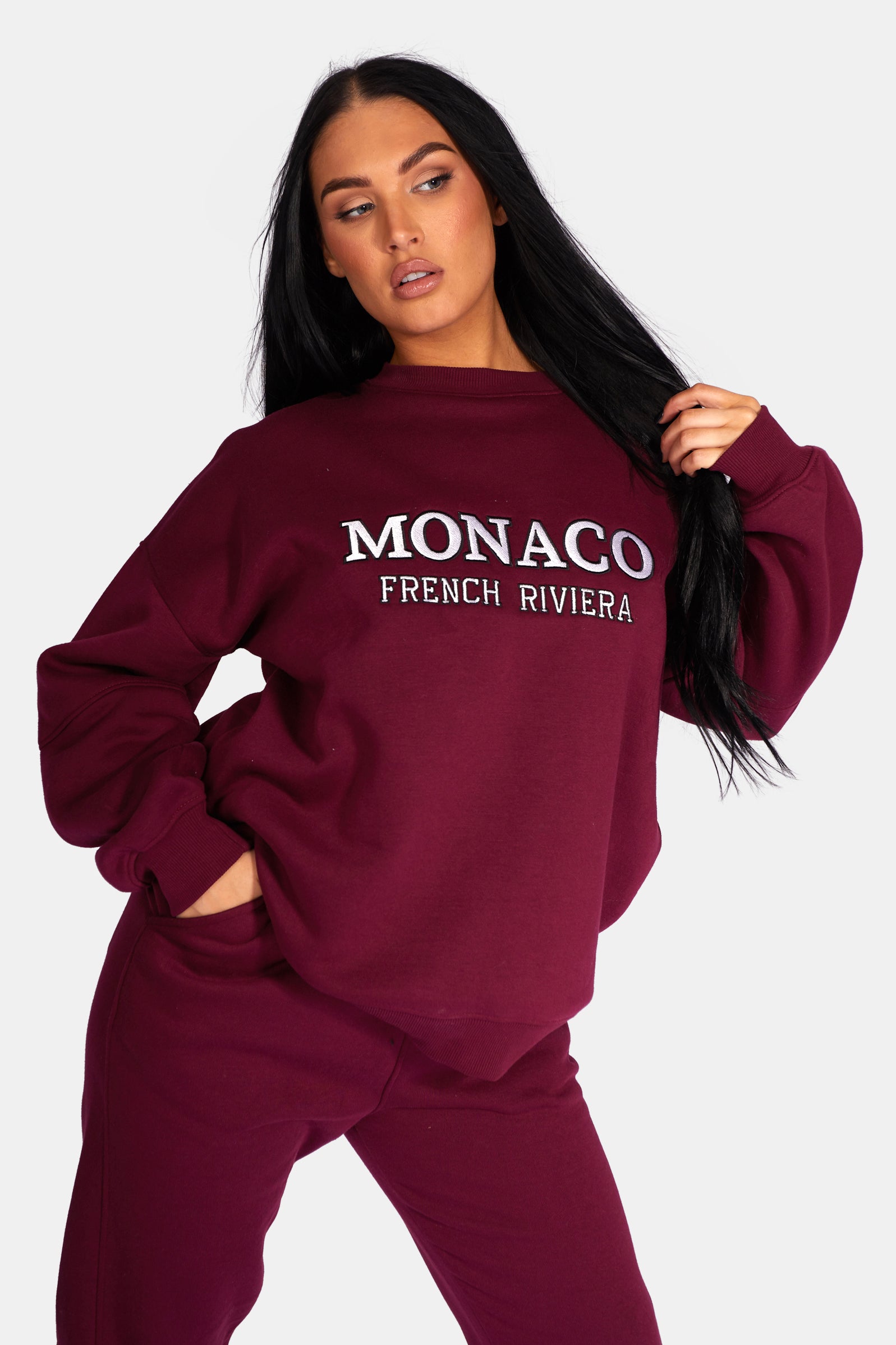 MONACO EMBROIDERED SWEATSHIRT BERRY