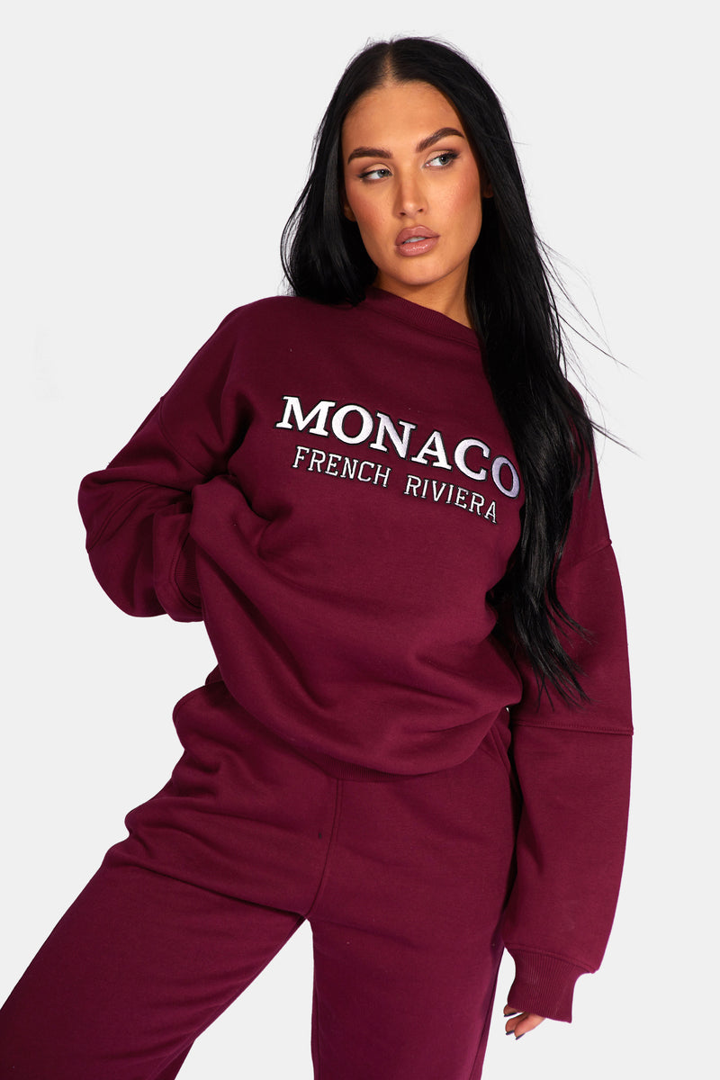 MONACO EMBROIDERED SWEATSHIRT BERRY