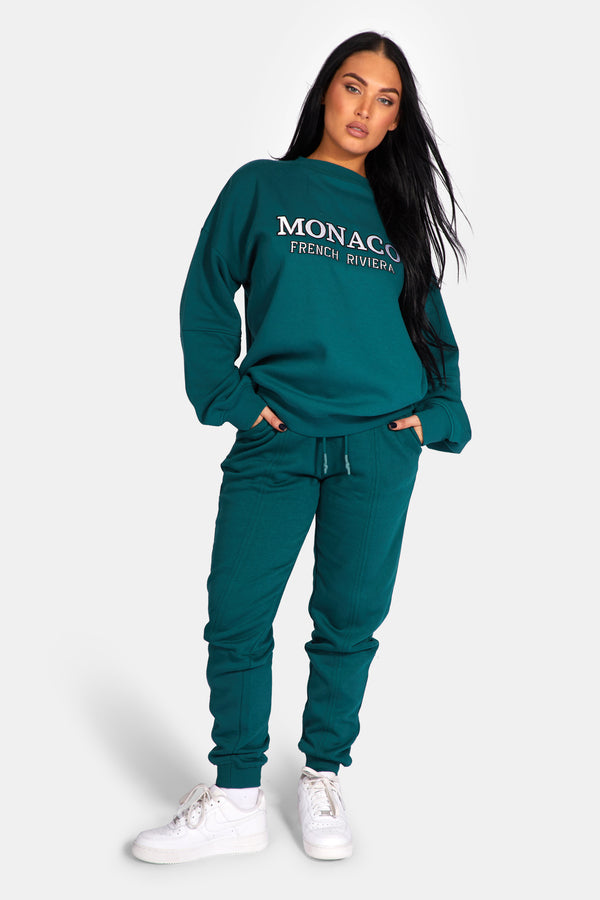 MONACO EMBROIDERED SWEATSHIRT FOREST GREEN