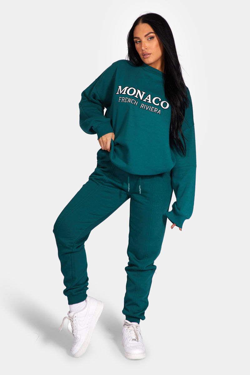 MONACO EMBROIDERED SWEATSHIRT FOREST GREEN
