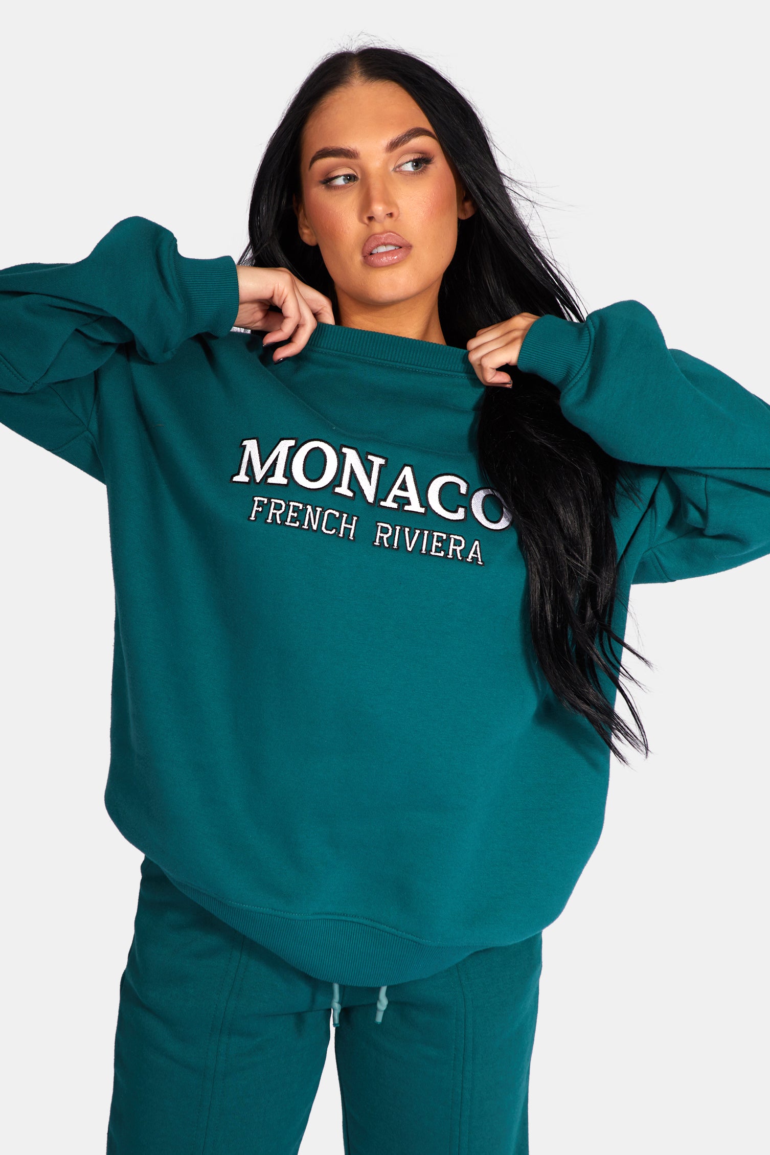 MONACO EMBROIDERED SWEATSHIRT FOREST GREEN