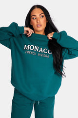 MONACO EMBROIDERED SWEATSHIRT FOREST GREEN