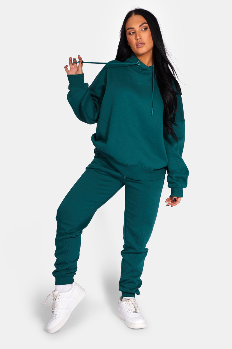KAIIA EMBROIDERED OVERSIZED HOODIE FOREST GREEN