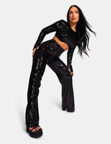 ULTIMATE SEQUIN WIDE LEG TROUSER BLACK