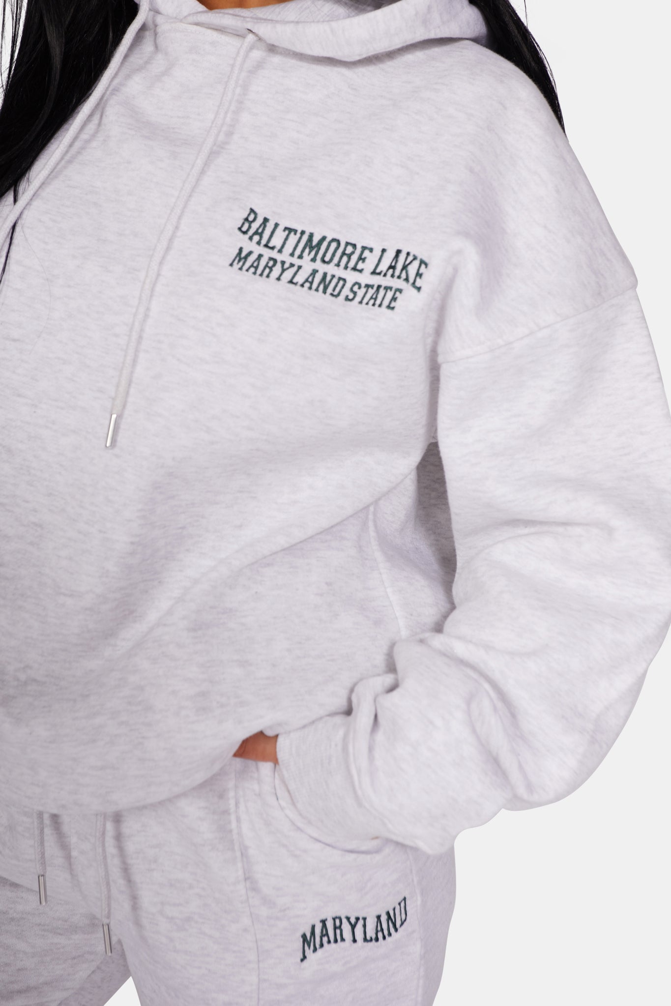EMBROIDERED WAVE SLOGAN SEAM FRONT 90'S JOGGERS OATMEAL MARL