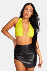 EXTREME SPLIT PU MINI SKIRT BLACK