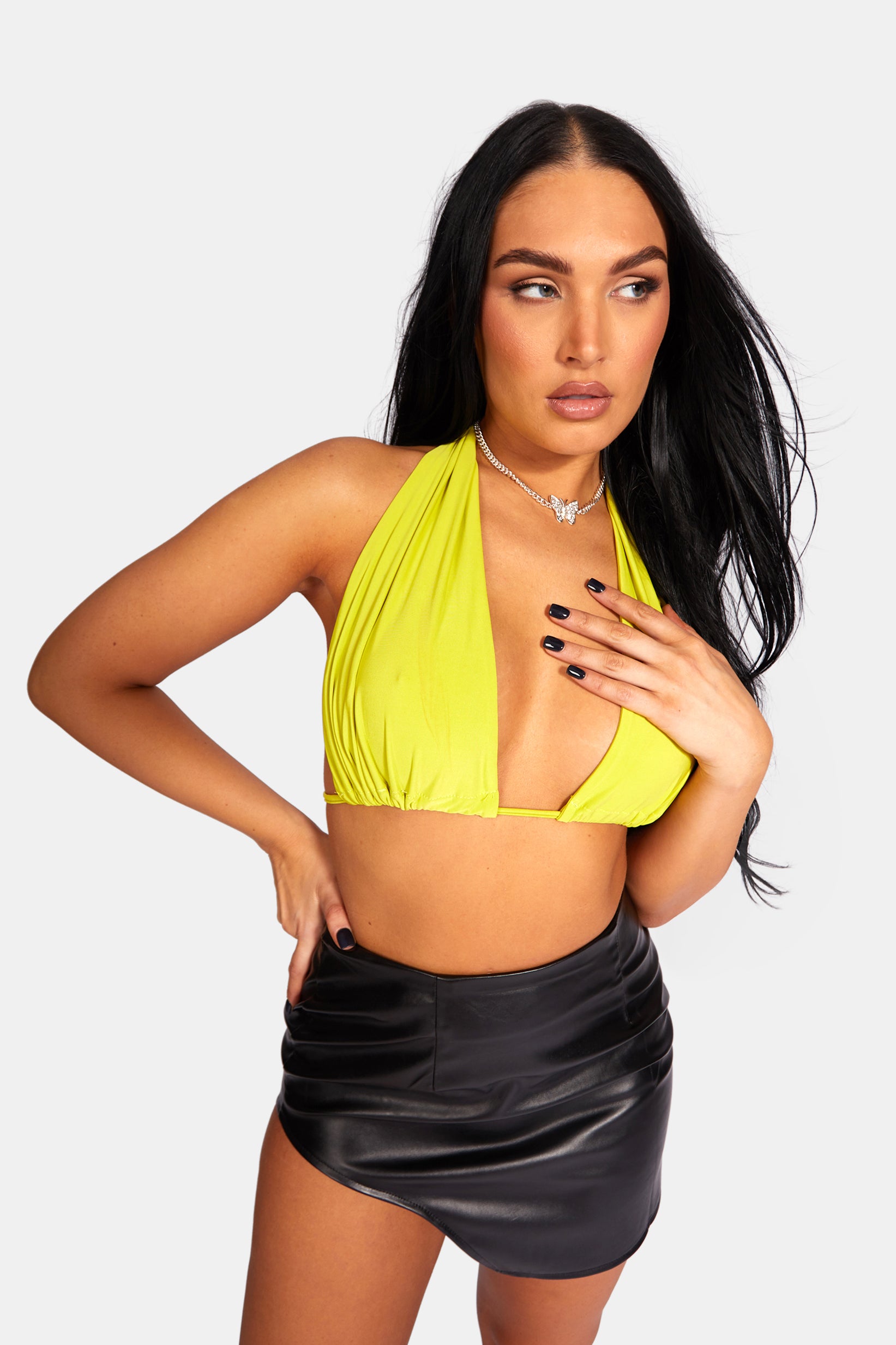 SLINKY HALTERNECK TOP LIME