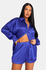 OVERSIZED SATIN SHIRT PURPLE