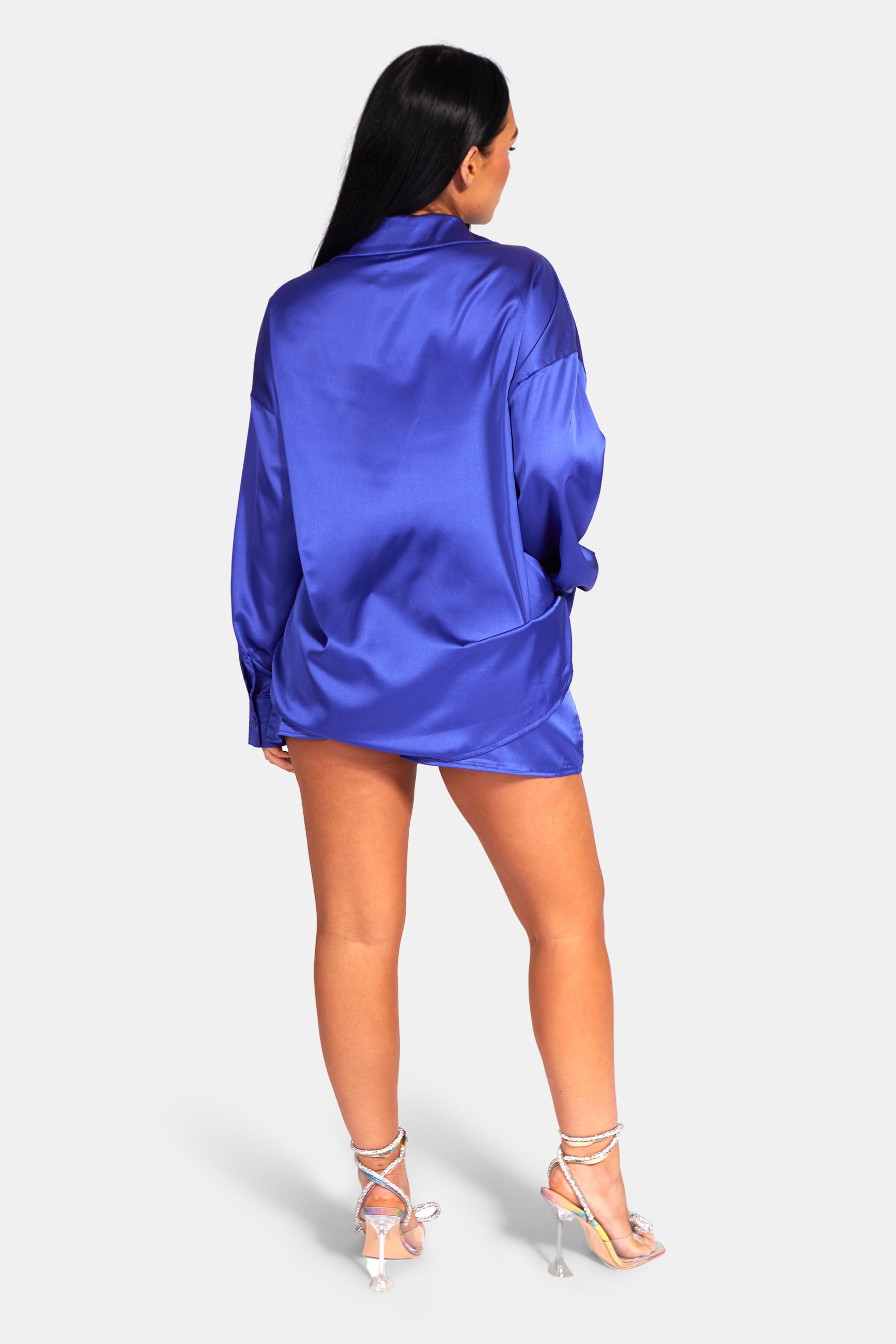 OVERSIZED SATIN SHIRT PURPLE