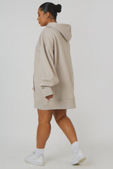 Curve Oversized Sweat Hoodie Dress Ash