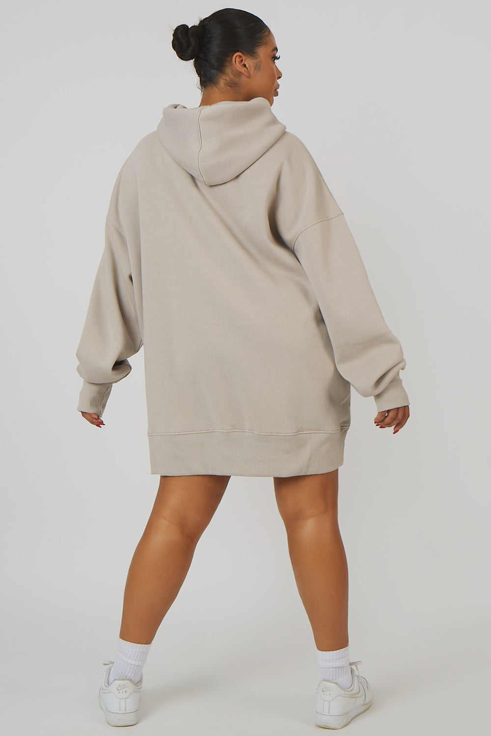 Curve Oversized Sweat Hoodie Dress Ash