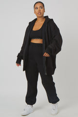 CURVE OVERSIZED ZIP THROUGH HOODIE BLACK