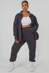 CURVE OVERSIZED POCKET FRONT SHACKET DARK GREY