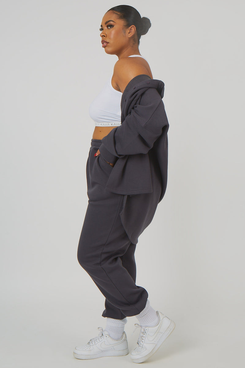 CURVE OVERSIZED POCKET FRONT SHACKET DARK GREY
