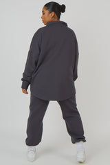 CURVE OVERSIZED POCKET FRONT SHACKET DARK GREY