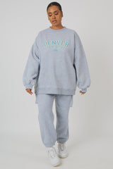 CURVE DENVER PRINT OVERSIZED SWEATSHIRT GREY MARL
