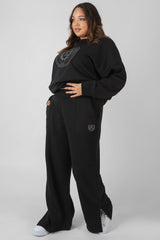 CURVE KAIIA TONAL EMBROIDERED JOGGERS BLACK