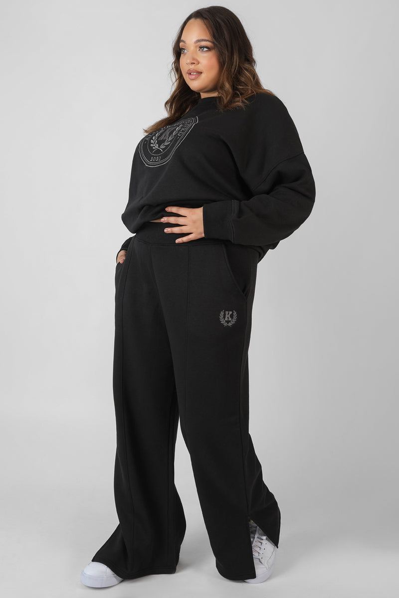 CURVE KAIIA TONAL EMBROIDERED JOGGERS BLACK