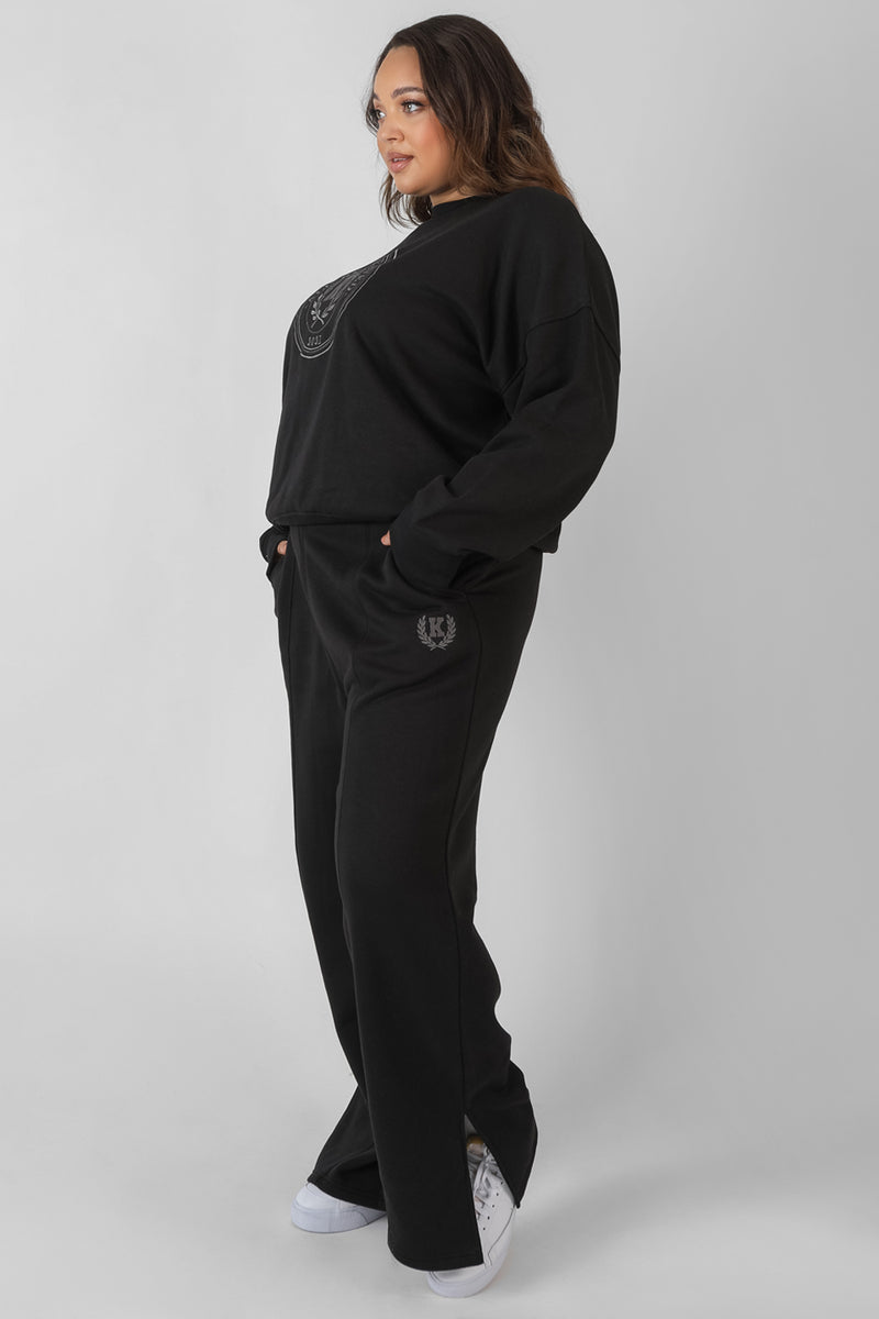 CURVE KAIIA TONAL EMBROIDERED JOGGERS BLACK