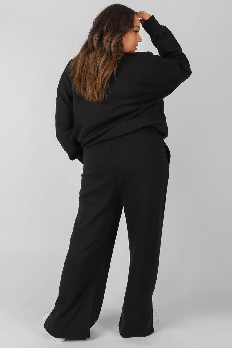 CURVE KAIIA TONAL EMBROIDERED JOGGERS BLACK