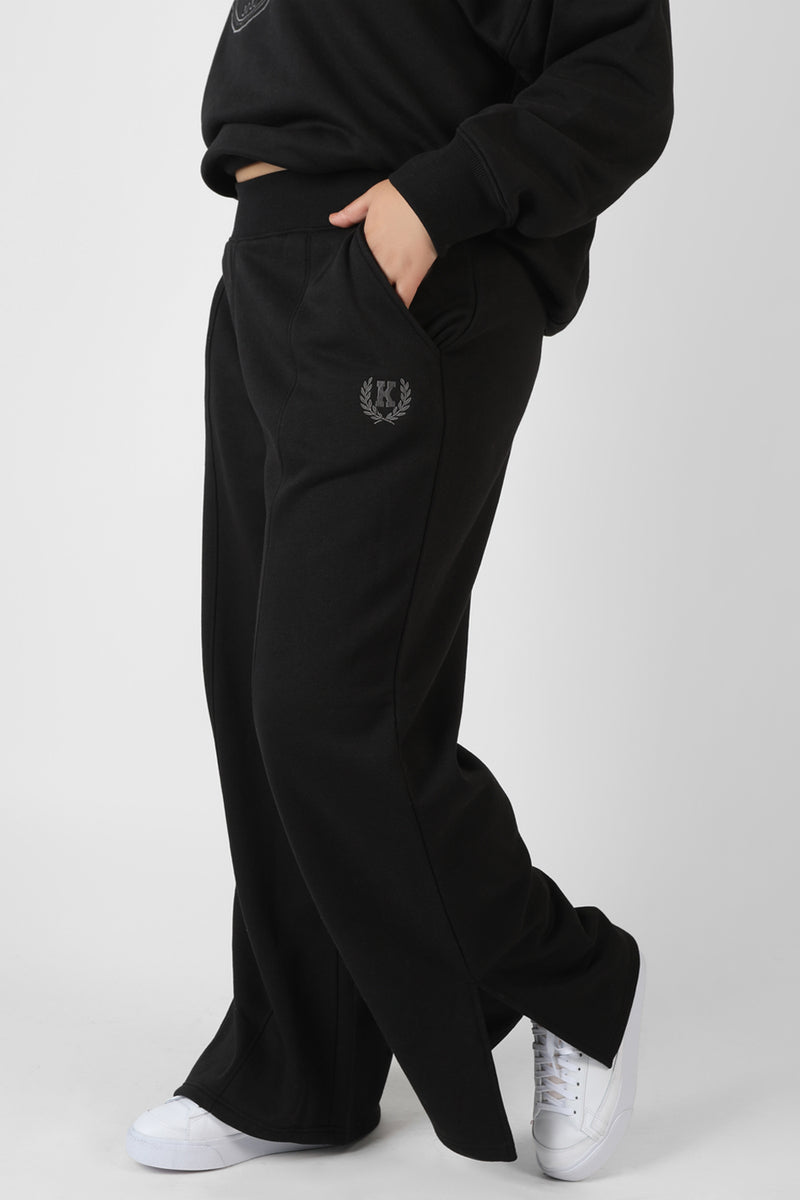 CURVE KAIIA TONAL EMBROIDERED JOGGERS BLACK