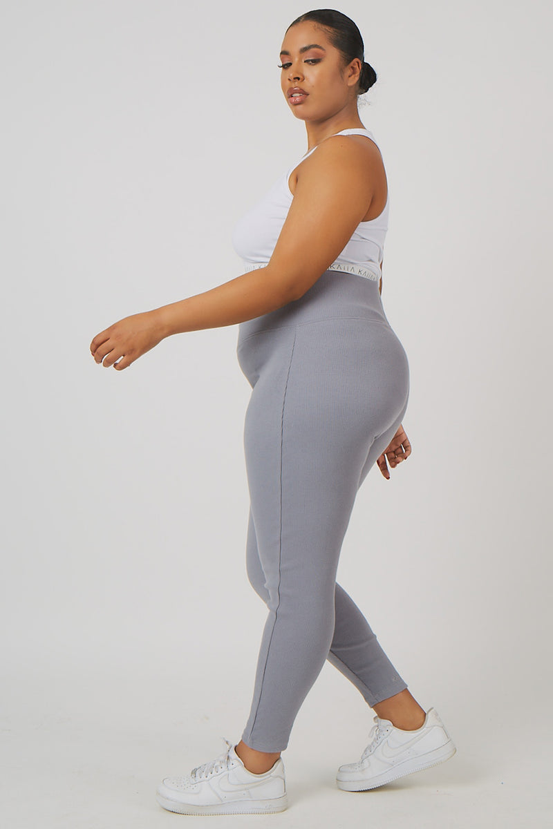 CURVE THICK WAISTBAND RIBBED LEGGINGS GREY