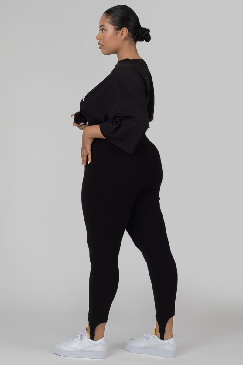 CURVE RIB STIRRUP LEGGING BLACK