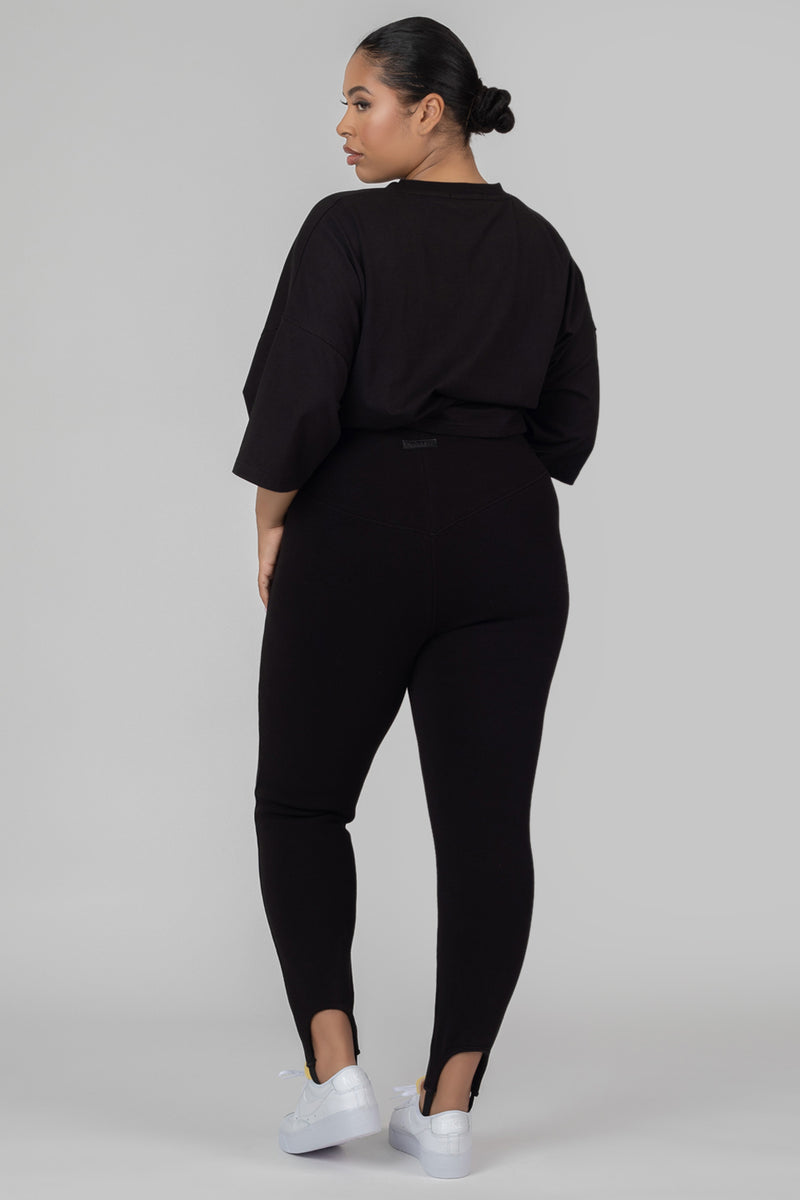 CURVE RIB STIRRUP LEGGING BLACK