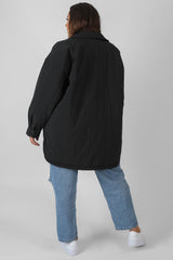 CURVE PADDED OVERSIZED SHACKET BLACK