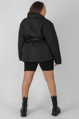 CURVE BELTED PUFFER BLAZER BLACK