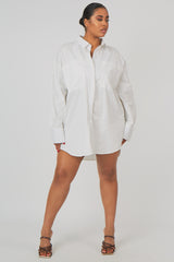CURVE OVERSIZED POPLIN SHIRT DRESS WHITE