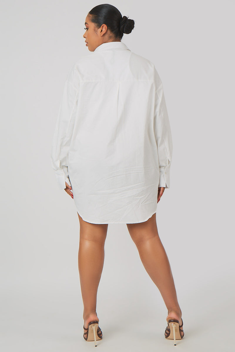 CURVE OVERSIZED POPLIN SHIRT DRESS WHITE