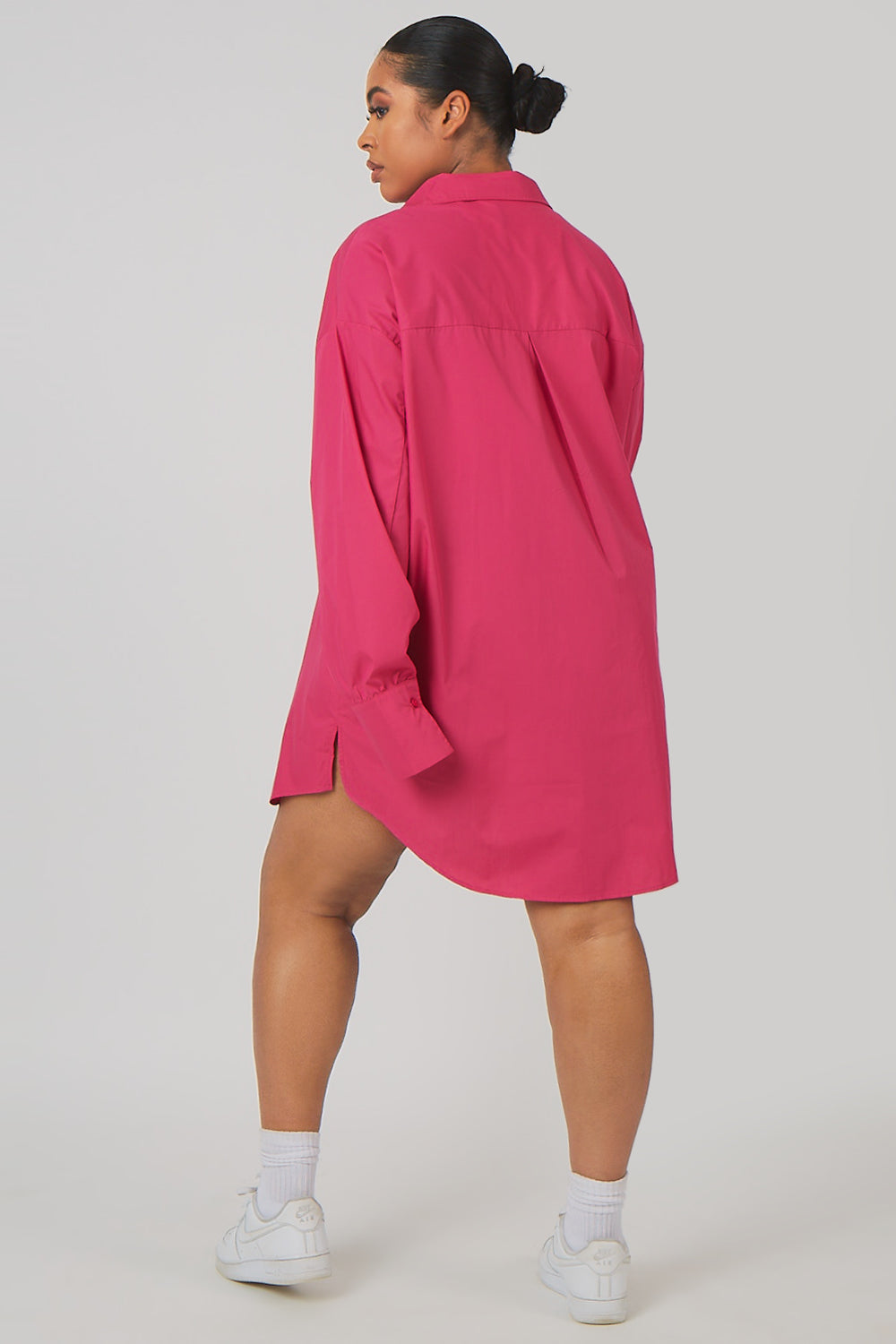 CURVE OVERSIZED POPLIN SHIRT DRESS PINK