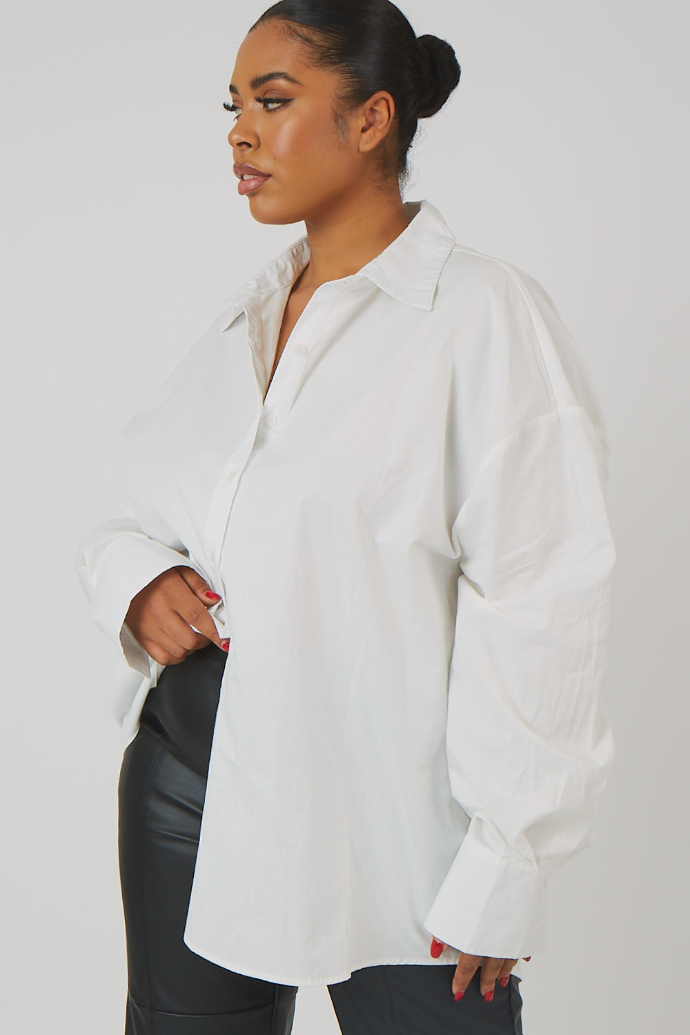 CURVE OVERSIZED POPLIN SHIRT WHITE Kaiia