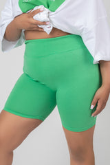 CURVE HIGH WAISTED JERSEY CYCLING SHORTS GREEN