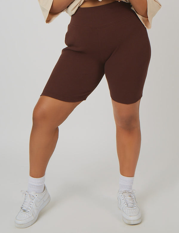 CURVE RIB CYCLING SHORTS CHOCOLATE