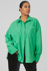 CURVE OVERSIZED POCKET POPLIN SHIRT GREEN