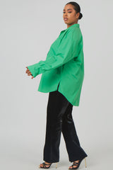 CURVE OVERSIZED POCKET POPLIN SHIRT GREEN