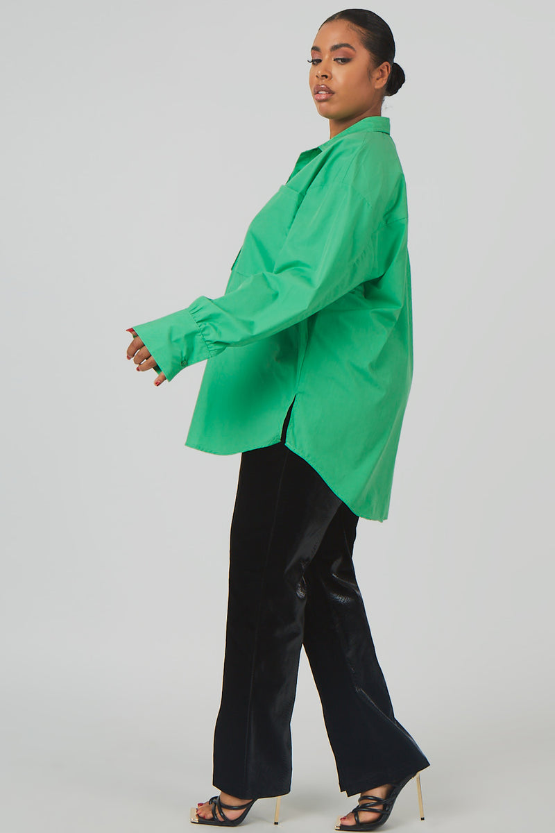 CURVE OVERSIZED POCKET POPLIN SHIRT GREEN