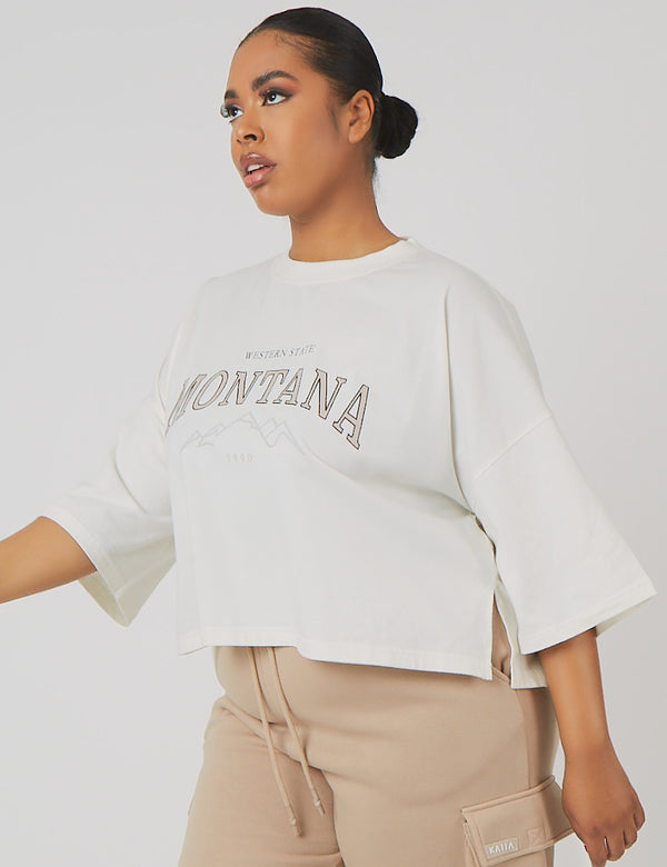 CURVE VINTAGE BOXY CROPPED T-SHIRT ECRU
