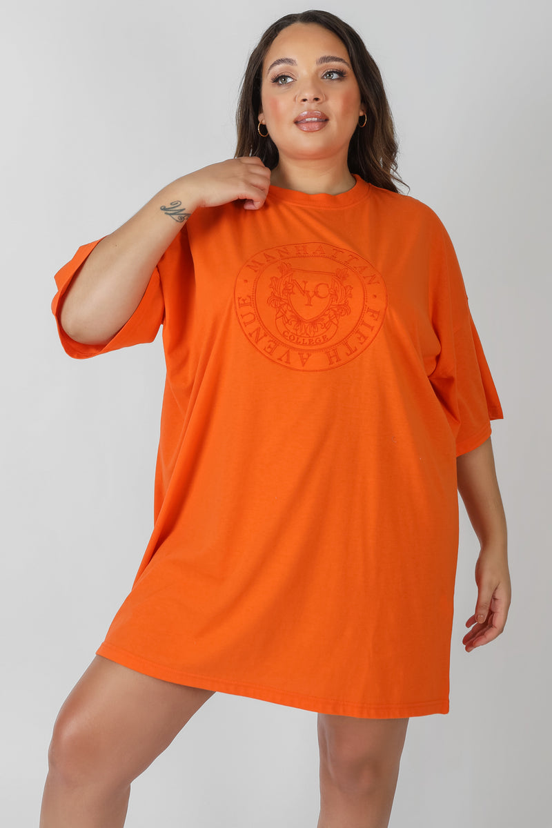 Orange oversized shirt dress shop