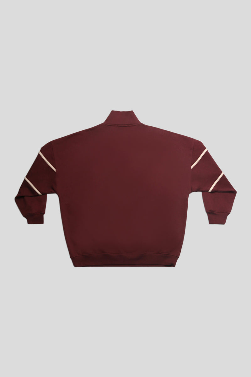 MANHATTAN SLOGAN HALF ZIP PULLOVER SWEATSHIRT BURGUNDY