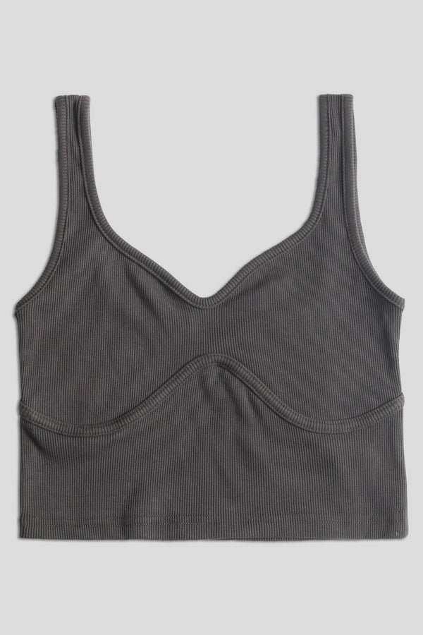 UNDERBUST LONGLINE TOP DARK GREY