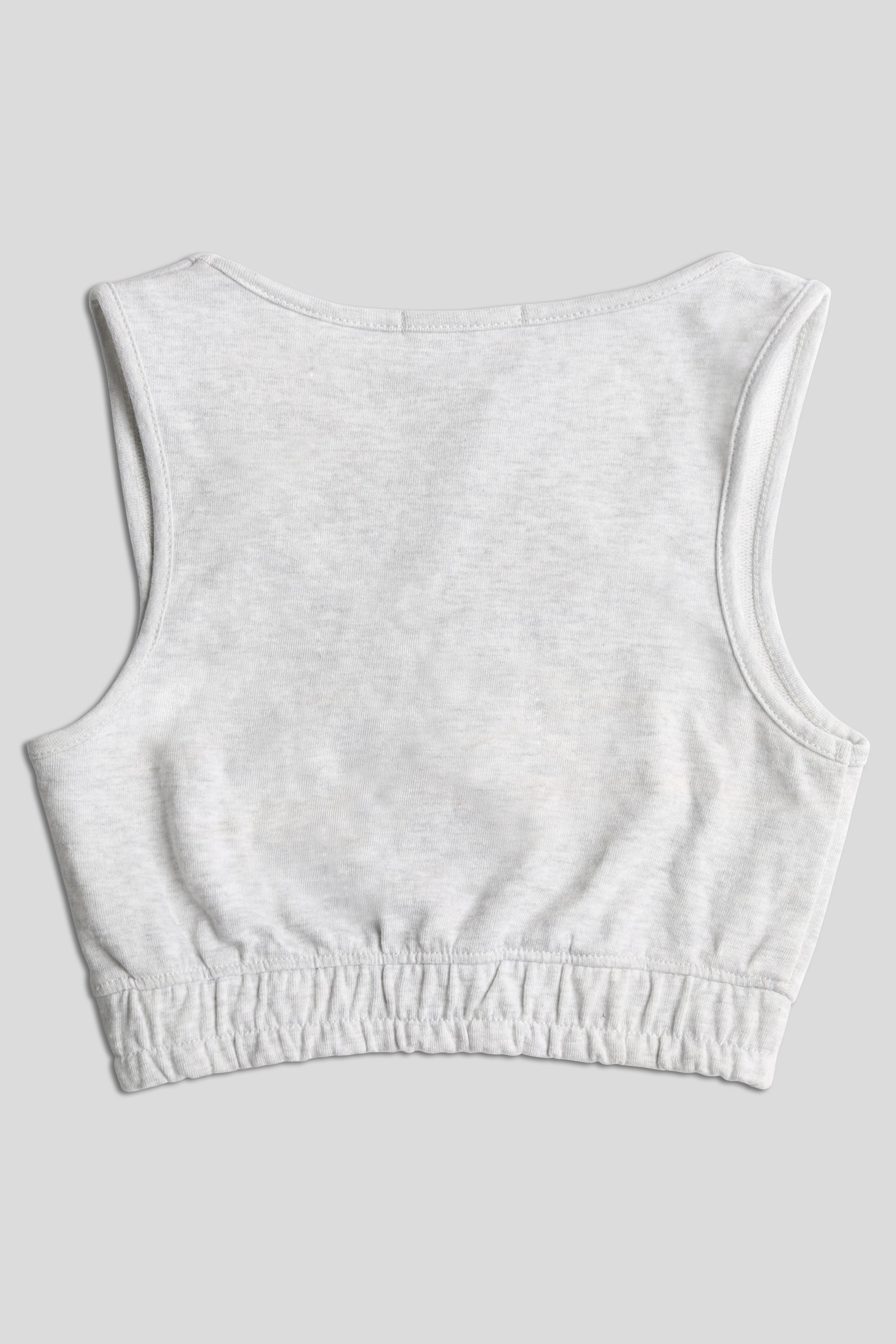 ELASTICATED WAIST SWEAT SCOOP NECK CROP TOP OATMEAL MARL