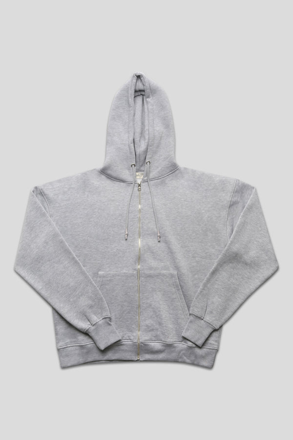 OVERSIZED ZIP THROUGH HOODIE GREY MARL