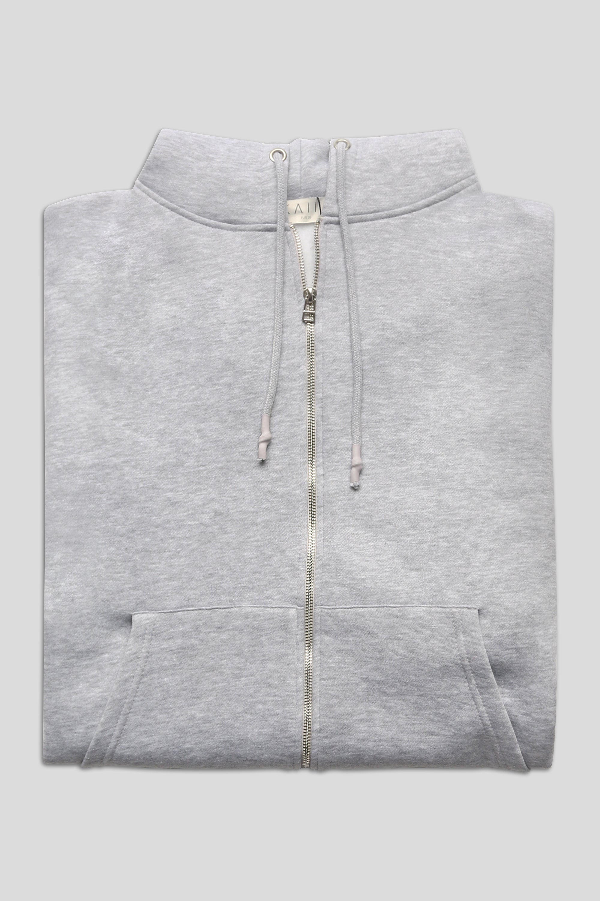 OVERSIZED ZIP THROUGH HOODIE GREY MARL