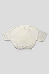 ELASTICATED WAIST CROPPED T-SHIRT WHITE