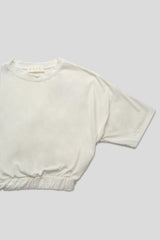 ELASTICATED WAIST CROPPED T-SHIRT WHITE