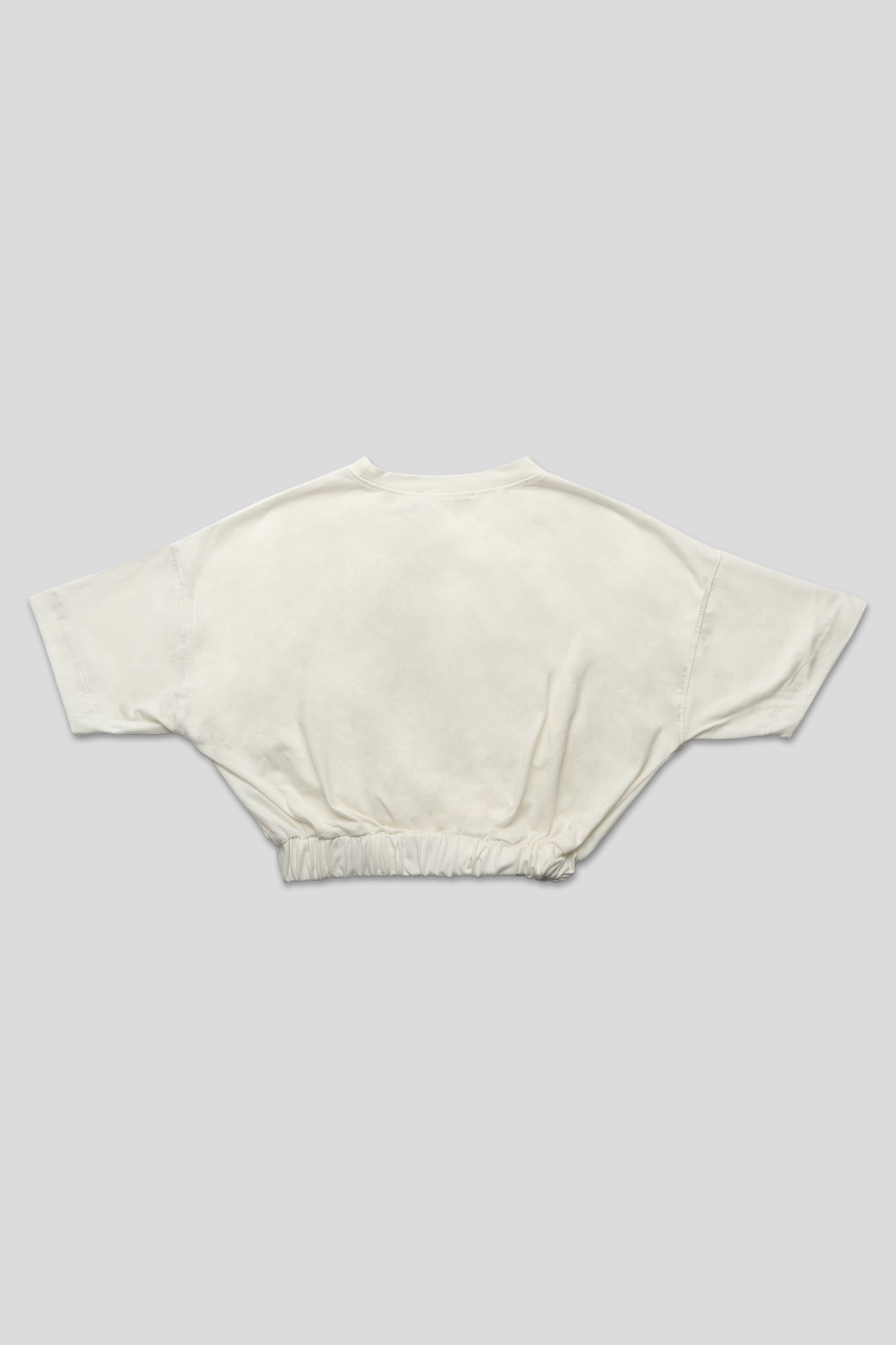 ELASTICATED WAIST CROPPED T-SHIRT WHITE